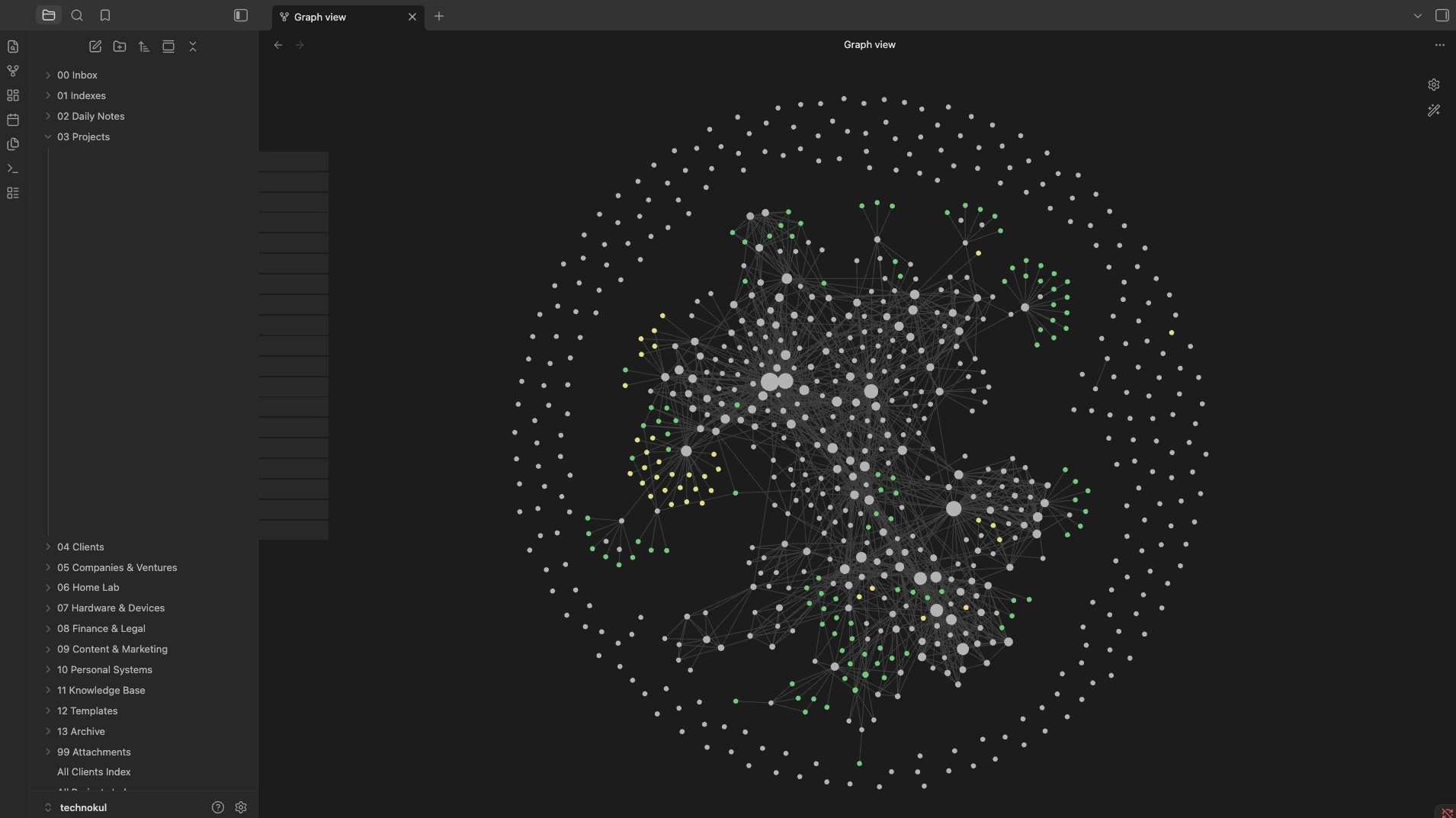 Obsidian graph view — vitiv.ai second brain with 1,000+ interconnected notes